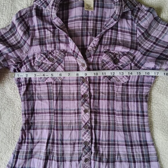 Y2K Charlotte Russe Medium Plaid Flannel Long Sleve Button Down Shirt Pockets! - Picture 11 of 11